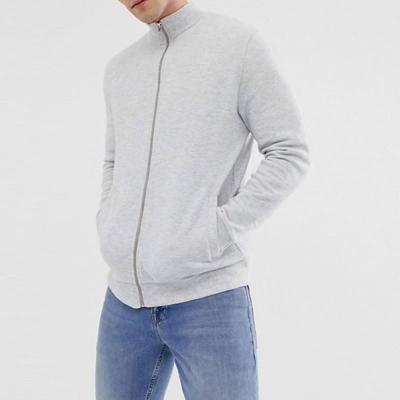 China Wholesale Supplier Viable Supplier Wholesale 100%Cotton Guangzhou Logo Mens Winter Jacket Custom Light Gray Zip Up Jacket for sale