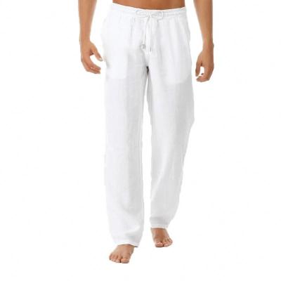 China Wholesale Men's Summer Straight Waist Men's White Linen Elastic Briefs Anti-Wrinkle Casual Natural Cotton Linen Pants for sale