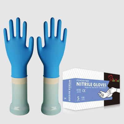 China Experiment / Foods / Blue Disposable Nitrile Glovess Powder Free Cleaning Examination Gloves Factory for sale