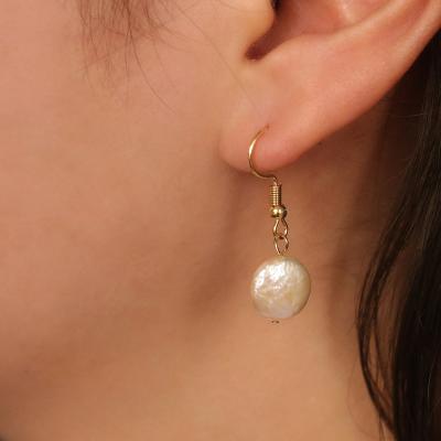 China vintage style 18k lead free nickel free french gold plated button pearl drop earrings baroque pearl drop earrings for sale