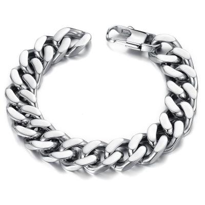 China Durable Punk 2020 Jewely Hiphops 10/12/14 Mm High Polished 316L Stainless Steel Cuban Chain Bracelet For Men for sale