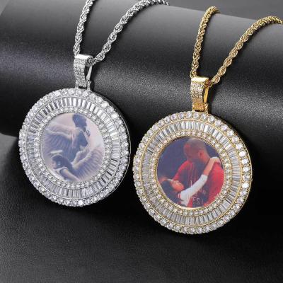 China Lead Free Nickel Free European Luxury Punk Cubic Zirconia Around Diamond Hitter Custom Photo Necklaces For Full Picture Necklaces for sale