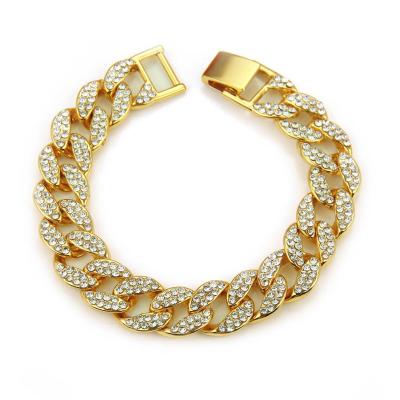 China 2020 Hiphop 18K Gold Cuban Chain Bracelet For Men Club Bracelets Jewelry Diamond Ice Out Hip Hops Accessories for sale