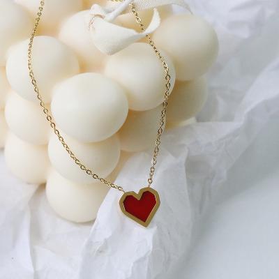 China Pretty Running Girlfriend Gifts Heart Stainless Steel Necklace 18k Red Gold Plated Stainless Steel Heart Necklace for sale