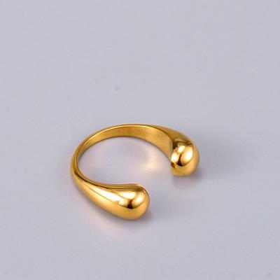 China New Trendy High Nickel Free Lead Free Polished Stainless Steel Irregular Rings 18K Real Gold Plated Geometric Rings for sale