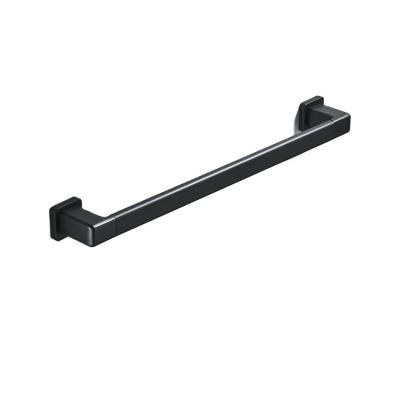 China Fashion Towel Bar Black Simple Bathroom Aluminum Self Adhesive Towel Rack for sale