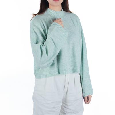 China New Design Anti-wrinkle Autumn Winter High Neck Turtleneck Drop Shoulder Merino Wool Blend Sweater Sweater For Women for sale