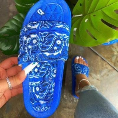 China Fashion Trend Summer Slippers for Ladies Women PU 2021 Printed Woman's Slippers for sale