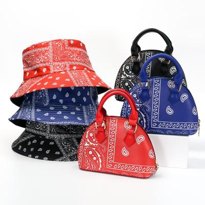 China 2021 New Arrivals High Quality Bucket Hats And Bandana Purse Set Women Handbags Ladies Handbags Luxury Handbags For Women Purses for sale