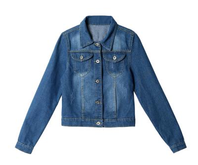 China Anti Shrink Ladies Long Sleeve Casual Tops Distressed Button Coated Slim Friend Denim Jackets for sale