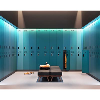 China Simple Modern Customize Hpl Gym Lockers Room Storage Locker Shelf For Swimming Pool With Hanging Clothes for sale