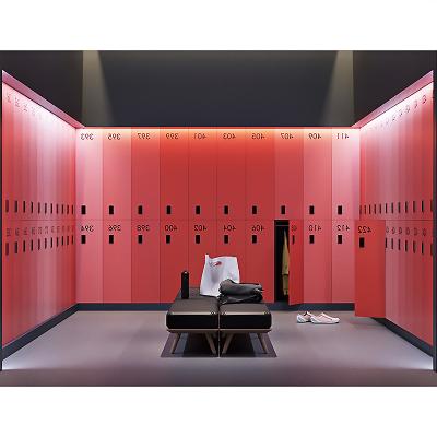 China Simple Modern Customer Design Hpl Gym Lockers Room Storage Locker Shelf For Swimming Pool With Hanging Clothes for sale