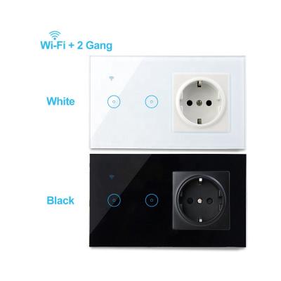 China Work with Amazon Alexa/Google home black/IFTTT Wifi Smart EU standard socket/radio lamp switch white 2 band classic remote switch for sale