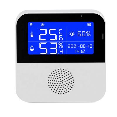 China Supports Alexa Tuya APP Smart Home Brightness Indicator WiFi Digital Temperature Humidity Sensor Amazon Alexa Google Assistant Supports Alexa Tuya APP Smart Home Brightness Indicator for sale