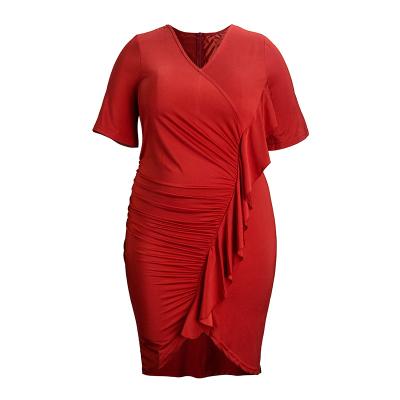 China 2022 Factory direct sales sheer layer plus size women's solid color V-neck dress thin pleated elegant skirt long for sale