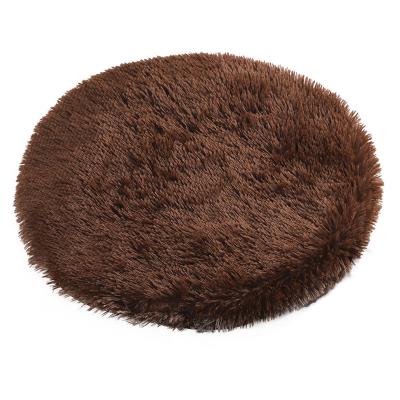 China Stocked 2022 New Round Plush Cat House Pet Rug Long Pile Faux Fur Pet Beds Super Soft Waterproof Dual Use Products Mats for sale