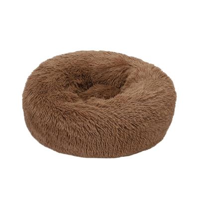 China Luxury Plush Stocked Faux Fur Pet Bed Donut Dog Bed Around Warm Donut Cuddler Cat Bed Amazon Hot Sale Around Shape Pet Mat for sale