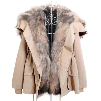 China New winter fashion ladies fur parka women Anti-wrinkle sale hooded parka Warm natural real raccoon fur coat for sale