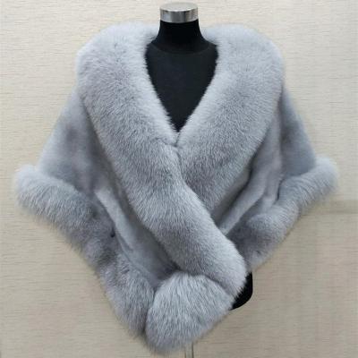 China Fox Customized Luxury Mink Fur Faux Poncho Women's Shawl Cape Sale Anti-wrinkle New Fashion Ladies Warm Warm Winter for sale