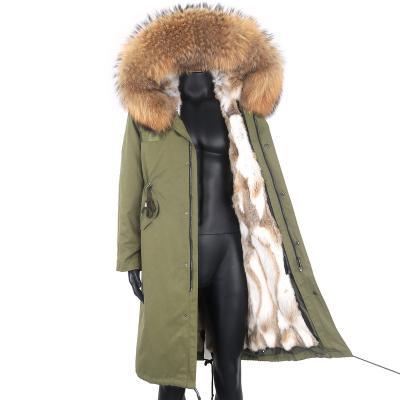 China Anti-Wrinkle Mens Winter Coat Real Fur Hooded Jacket Nature Fur A x Long Striped Outwear Men Real Fur A x Long Parka for sale