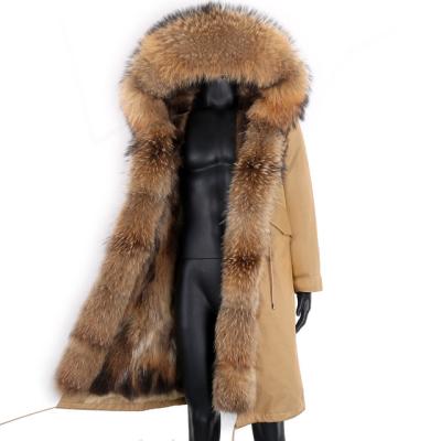 China RTS Waterproof Men Warm Fox Fur Coat Hood Extra Long Parka Warm Real Fox Fur Coat Winter Parka Fox Fur Collar Men Coat for sale