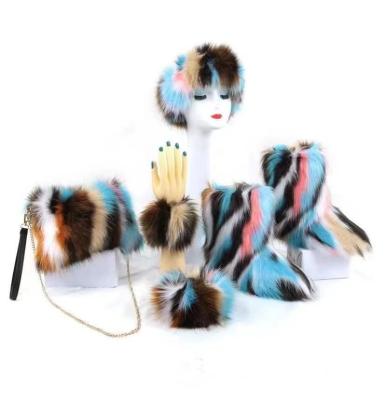 China Fashion Trend Accessories Set In Faux Fur Artificial Fur Boots Headband for sale