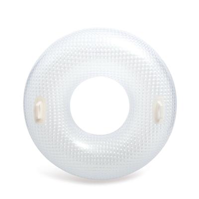 China Durable Cheap Price Customized Suitable For Adult Clear Inflatable White Plastic Shiny Crystal Air PVC Transparent Kids Swim Ring for sale