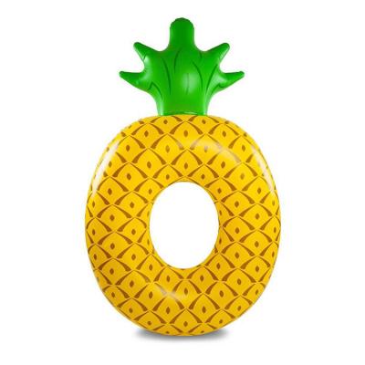 China Portable Custom Plastic PVC Inflatable Pineapple Float OEM Beach Fun Kids Adults Swimming Ring for sale