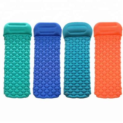 China Portable Foldable Inflatable Light Weight Sleep Pad Mat Air Support Camping Mattress Portable Outdoor Hiking With Pillow for sale