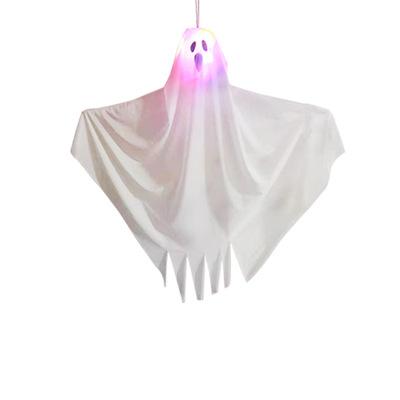 China Viable Decorative Halloween Props European and American Layout Door Site Yard Hanging Terror Led Luminescent White Ghost Hangin for sale