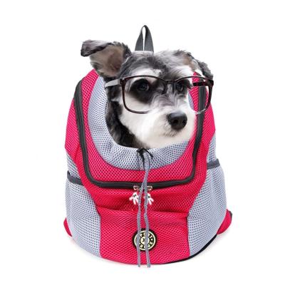 China Outdoor Pet Supplies Front Bag Mesh Backpack Head Dog Carrier Bag Double Shoulder Portable Viable Travel Backpack for sale