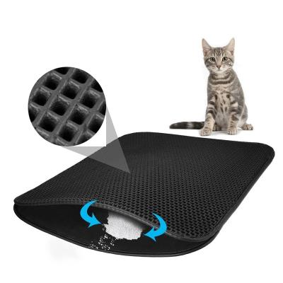 China Travel Pet Cat Litter Mat Double Layer Dirty Cat Bed Pads Trapping Pets Bin Trapping Mat Pet Product Bed For Cats House Clean Mat for sale