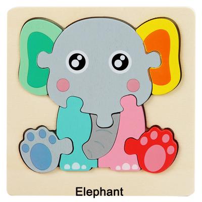 China Viable Wooden Puzzles For Kids 3D Cartoon Animal Traffic Montessori Early Learning Educational Toy For Kids Gifts for sale