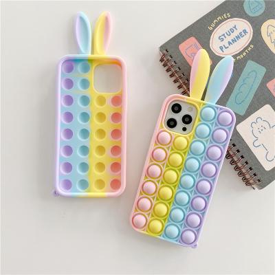 China Anti-falling Amazon creative silicone soft rainbow push it bubble silicone phone case pops wiggle phone case for Iphone 12 max PRO for sale