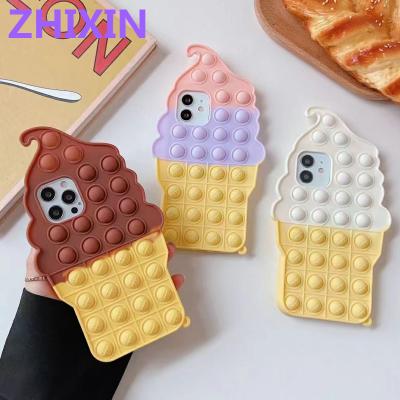 China Anti-falling Amazon creative silicone soft rainbow push it bubble silicone phone case pops wiggle phone case for Iphone 12 max PRO for sale