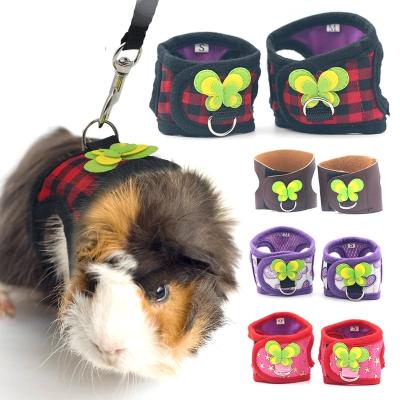 China Small Pet Detachable Biped Chest Strap Outdoor Pull Rope Leash Clothes For Chinchilla Dutch Guinea Pig Breathable Denim Corset for sale