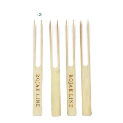 China Easily cleaned double bamboo fork /pick for sale