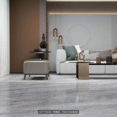 China 750x1500MM Modern Supermarket Interior Dark Gray Marble Porcelain Tile Marble Tiles for sale