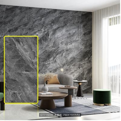 China Multi Gray Marble Full Body Tiles 750x1500mm Acid Resistant Europe AFFINARE Europe Black Patterns Porcelain Floor Tile for sale