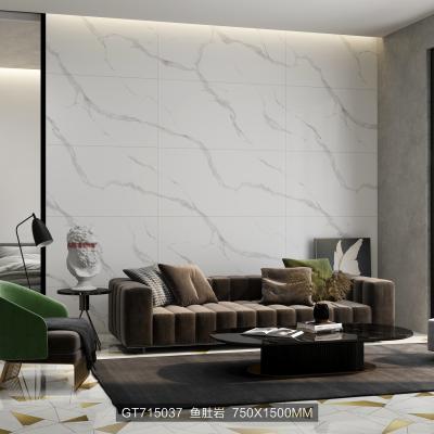 China MEDITERRANEAN SEA AFFINARE Foshan Full Body 750x1500mm White Glossy Marble Tiles Carrara Porcelain Acid Resistant Floor Tile for sale