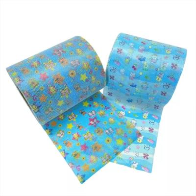 China Adhesive tape of printed baby diaper and adult non-woven diaper material frontal tape for diaper wear for sale