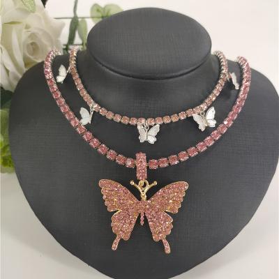 China TRENDY high quality 2022 Fashion trendy 925 Silver custom jewelry Gold plated Cubic Zirconia Butterfly Necklace for Women for sale