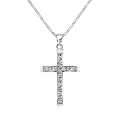 China 2022 Hot Europe and America Fashion Women Diamond Inlaid Gold Necklace Cross Pendant Jewelry for sale