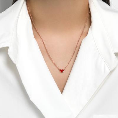 China Europe and America fashion high quality diamond set lady's 18K copper alloy red heart necklace for sale