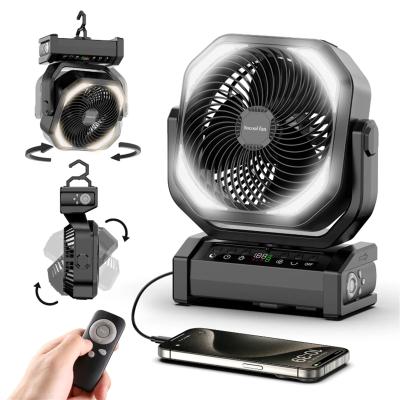 China Remote Control Cordless Outdoor Fan Rechargeable 20000MAh With Led Light for sale