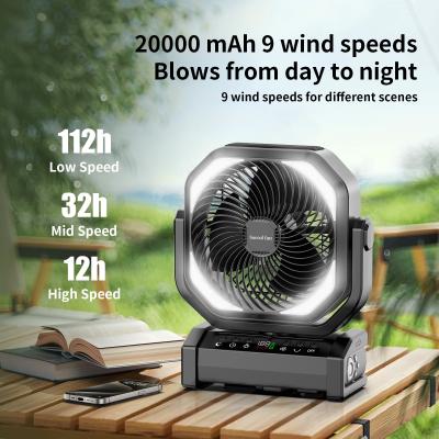 China Socool Fan 20000mAh 9 Speed Control Outdoor Camping Fan Portable Multifunction Emergency Power Supply fan for sale