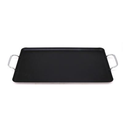 China General Use For Gas And Induction Cooker Customized Outdoor Cast Aluminum BBQ Grill Pan Reversible Griddle for sale