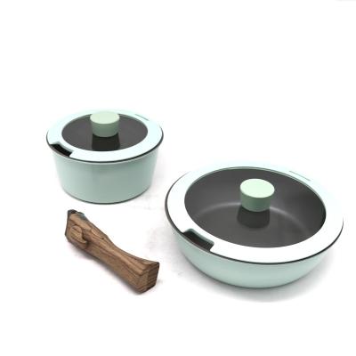 China New Style Sustainable Cookware Sets Kitchenware Stick Pot Non Sets Cookware With Glass Lid for sale