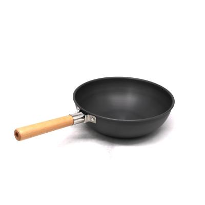 China General use for Kitchen Wooden Cookware Wok Induction Cooker Gas Handle and Aluminum Pan for sale