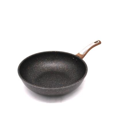 China General Use For Gas And Induction Cooker Wholesale Non Stick Chinese Wok 28cm Pan With Induction Bottom for sale